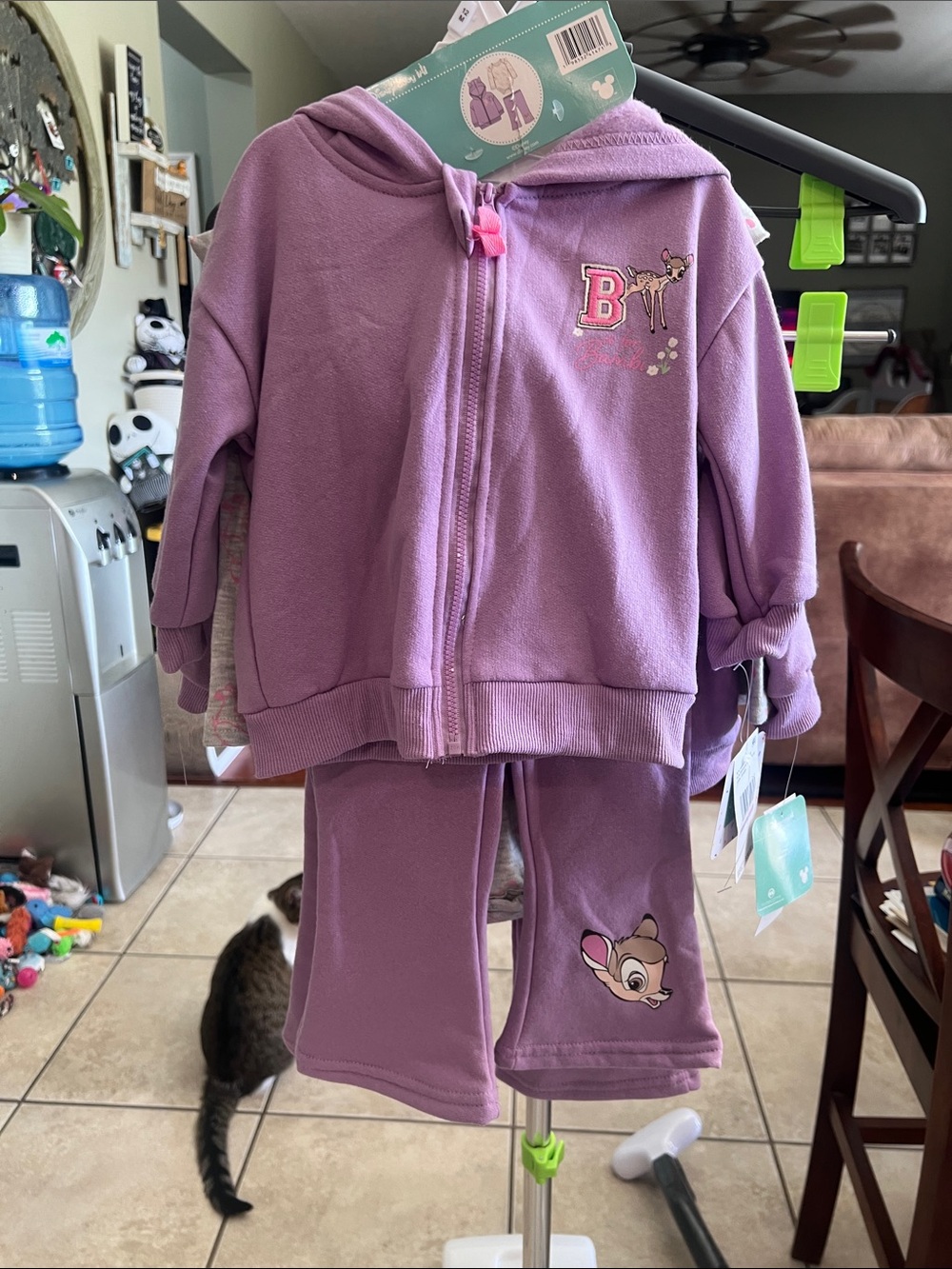 Lilac Three Piece Hoodie & Pants Set with Deer Graphic